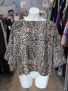 Cheetah SS Balloon Sleeve Blouse